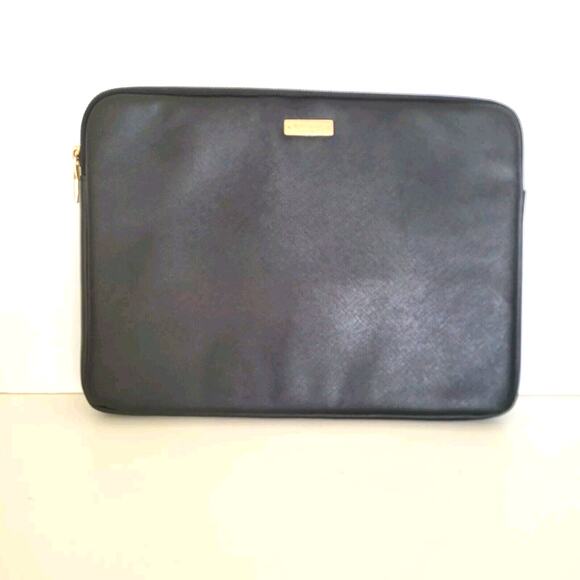 Kate Spade Black Solid Universal Laptop Slim Sleeve Pouch Zip 13" Inch Padded - Picture 1 of 12